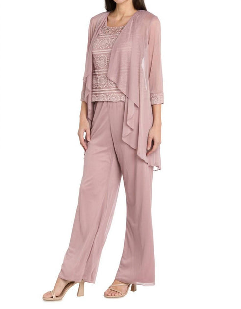 R & M Richards Embroidered Pant Suit Pink US 10 3