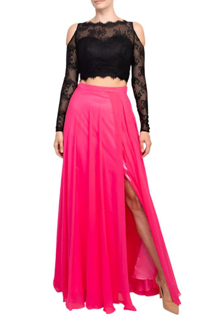 TRUEDAMES Robe en Dentelle et Chiffon Rose US 0 2