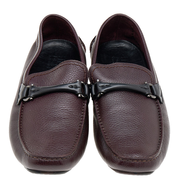 Salvatore Ferragamo Burgundy/black Leather Gancini Bit Slip  display picture 1