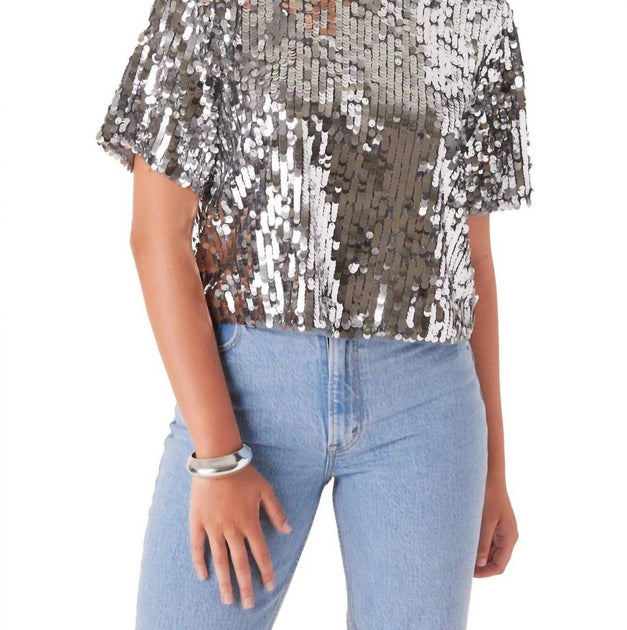 Crosby by Mollie Burch Maxwell Short Sleeve Tee Silver Medium 2
