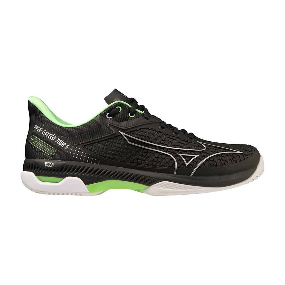 MIZUNO Mne's Wave Exceed Tour 5 Ac Tennis Shoe In Blk/green