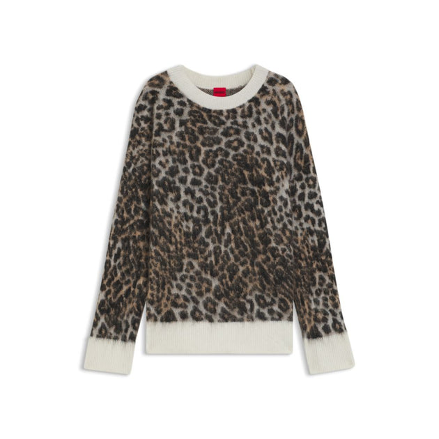 Hugo Boss Loose-fit Knitted Sweater Leopard Multi Small 2