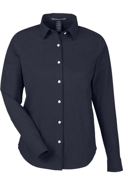 Devon & Jones Women's CrownLux Spencer Poplin Dress Shirt Black Small 2