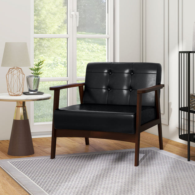 Hivvago Accent Chair Beige/Black/Walnut 6