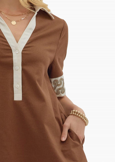 Entro Laine Mini Dress Brown Small 4