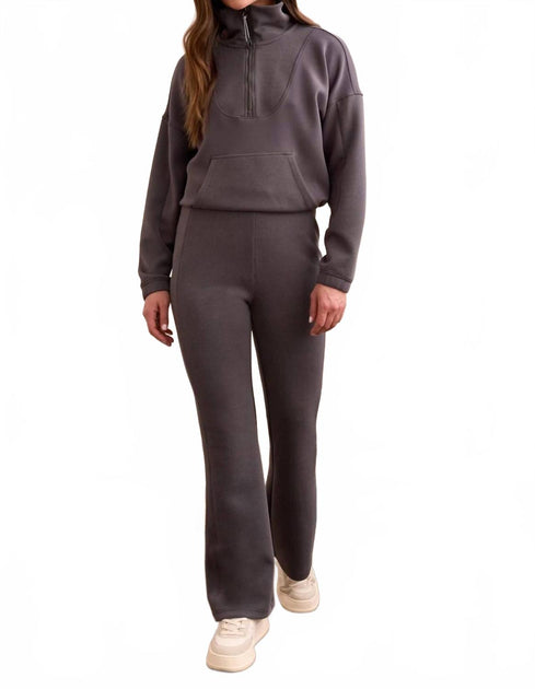 TRIBAL Techno Lux Rib Pull-On Flare Leg Pants Grey XSmall 3