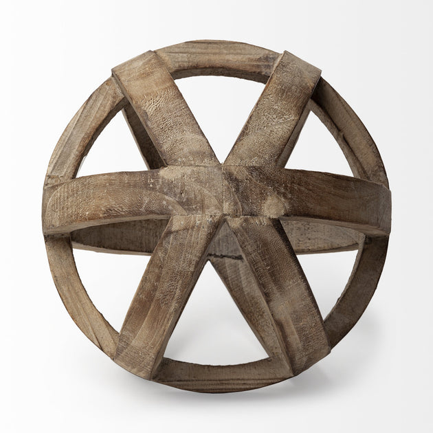 Sculpture Sphère Creuse en Bois Marron Hivvago 2