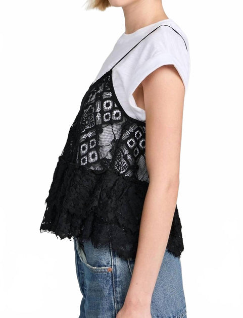 Cinq a Sept Samantha Lace Top Black Large 4