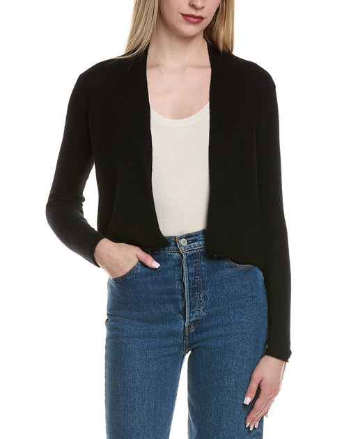 sofiacashmere Cropped Cardigan Black Medium 2