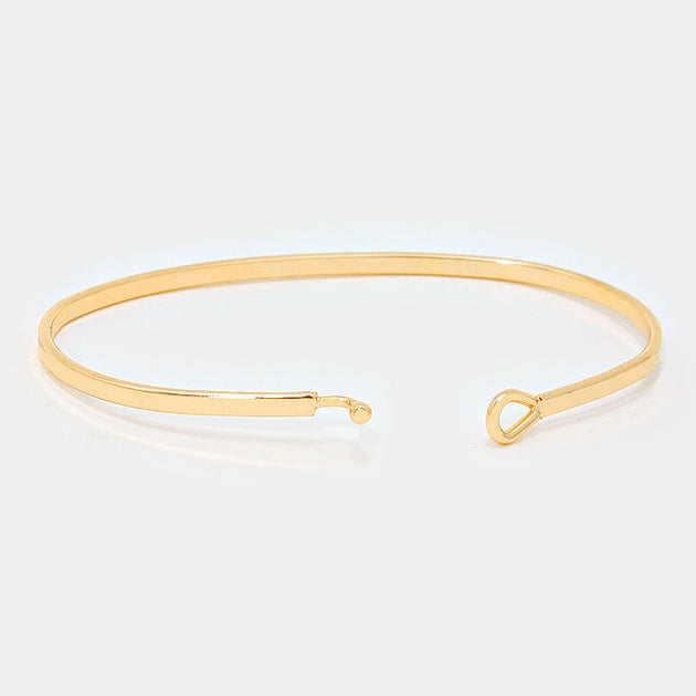 FASHNZFAB Brass Thin Metal Hook Bracelet Silver One Size 3