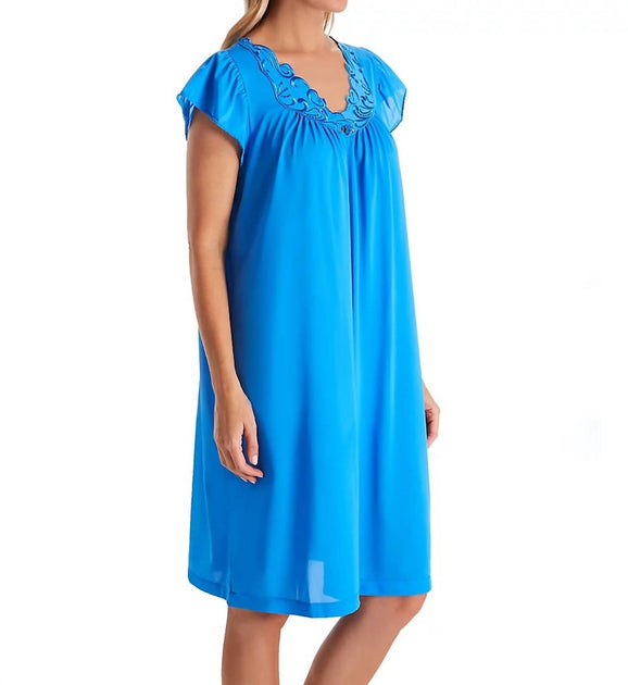 Shadowline Rosebud Chemise Nuit Manches Courtes Bleu 1X 3
