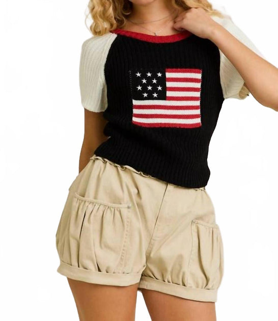 LE LIS USA Flag Raglan Pull Noir Medium 2