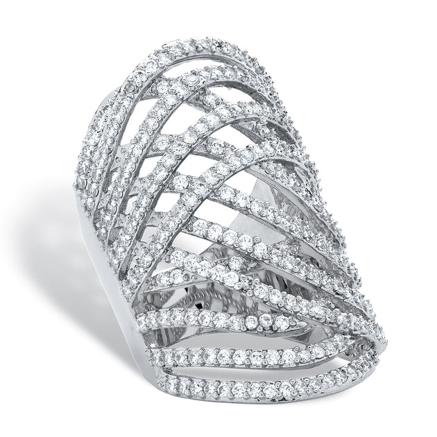 Palm Cubic Zirconia Ring White US 10 2