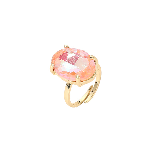 FASHNZFAB Oval Stone Cluster Ring Blue One Size 5