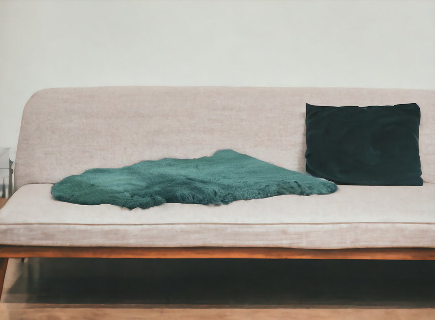 Hivvago Emerald Sheepskin Throw Blanket Green 3