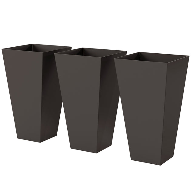 Hivvago 3-Pack Square Plastic Planter Black 4