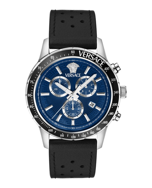 Versace Sport Chrono Leather Watch Silver 2
