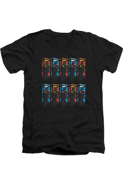 Gildan Superman Kurzarm V-Ausschnitt T-Shirt Schwarz Large 2