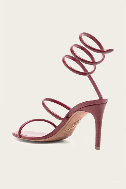 Rene' Caovilla Cleo Ayers Leather Sandals Red US 8.5 4