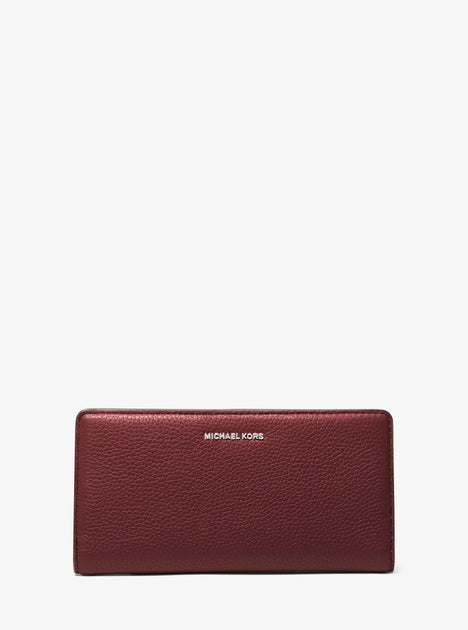 Michael Kors Bryant Large Pebbled Leather Snap-Front Wallet Red One Size 2