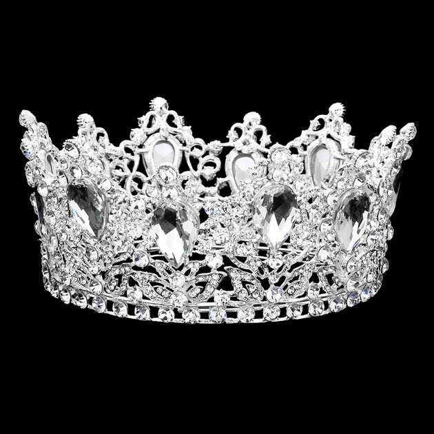 FASHNZFAB Tiara Reine à Pierres en Forme de Larme Multi 3