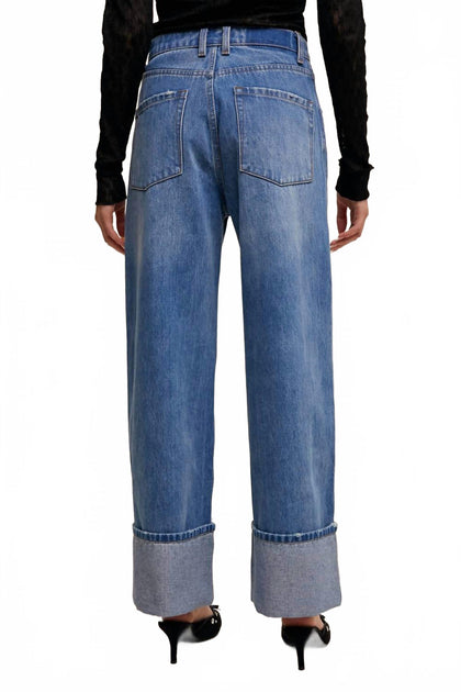 Listicle Cuffed Wide Leg Jeans Blue Small 3