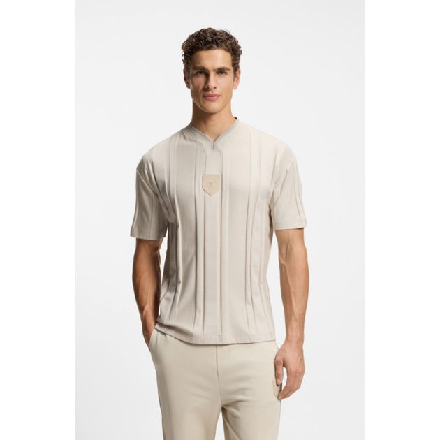 Boss Textured-stripe T-shirt Beige XXXLarge 4