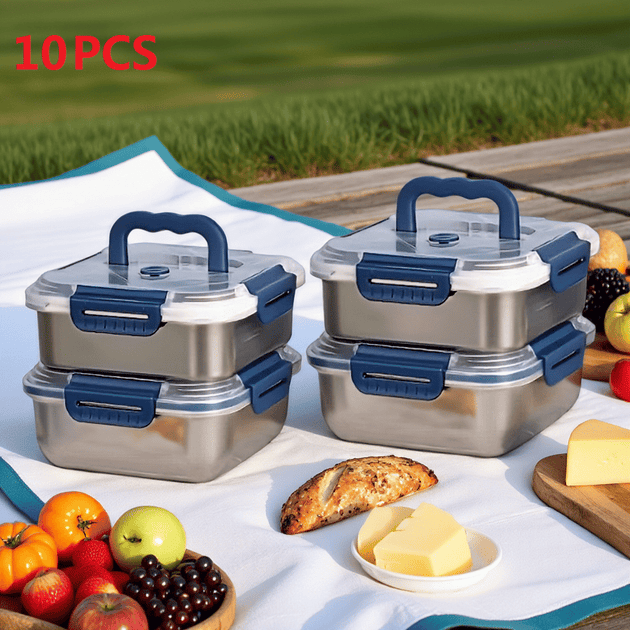 Yakimoto 10 PCS Stainless Steel Food Storage Container Blue 2
