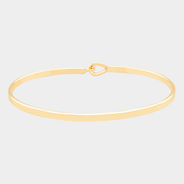 FASHNZFAB Brass Thin Metal Hook Bracelet Silver One Size 2