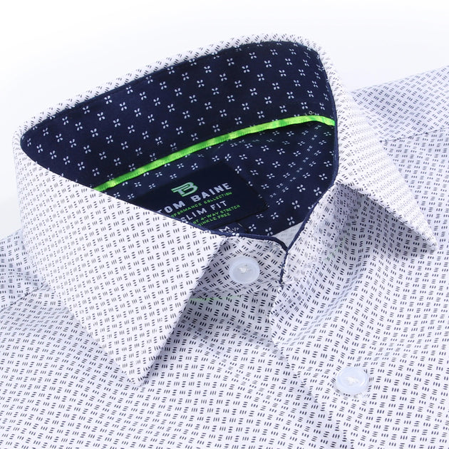 Tom Baine Slim Fit Performance Long Sleeve Geometric Button Down White XLarge 3
