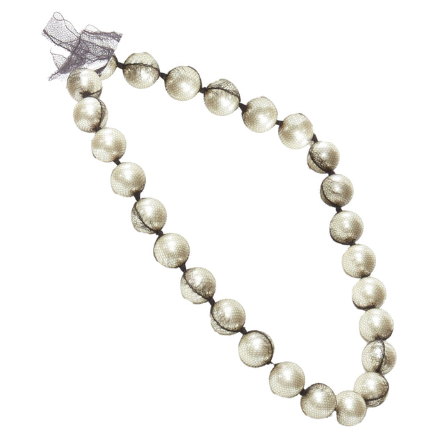 Lanvin Alber Elbaz Pearl Mesh Ribbon Wrap Necklace Silver 4