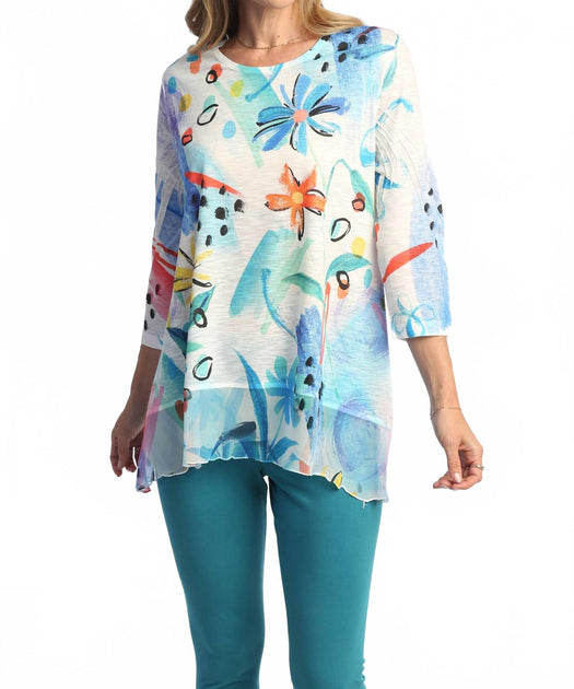 Jess & Jane Flora Chiffon Hem Top Multi 3X 2