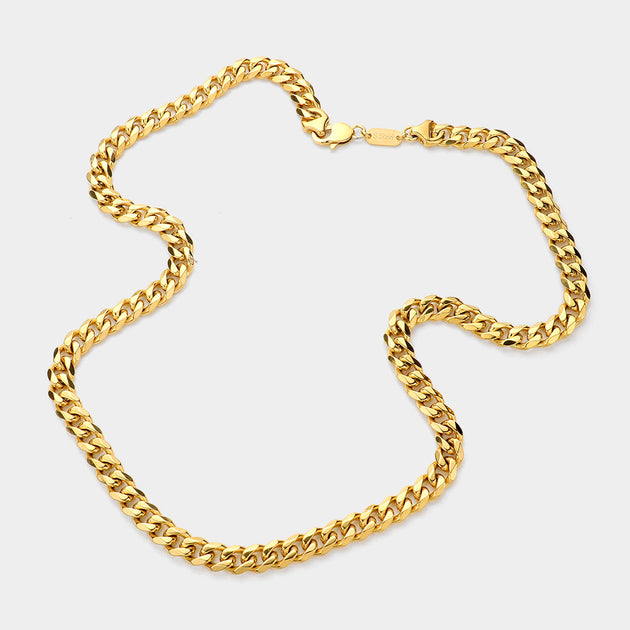 FASHNZFAB Cuban Chain Necklace Gold 30 Inch 3