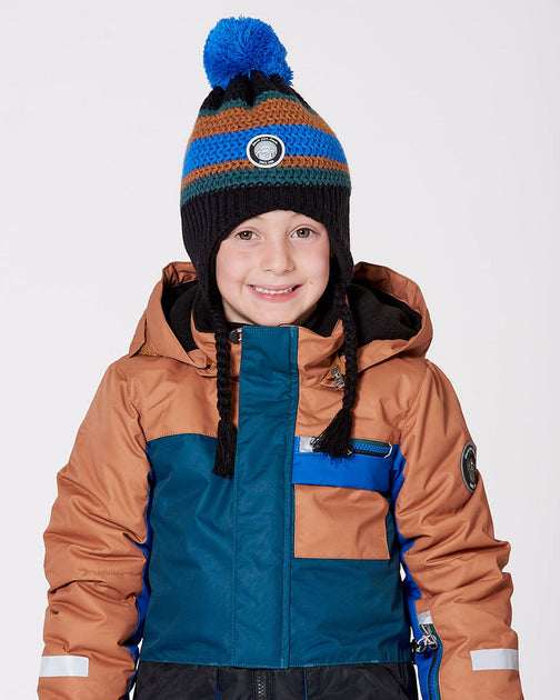 Deux par Deux Peruvian Knit Hat Black/Blue/Brown US 5T 4