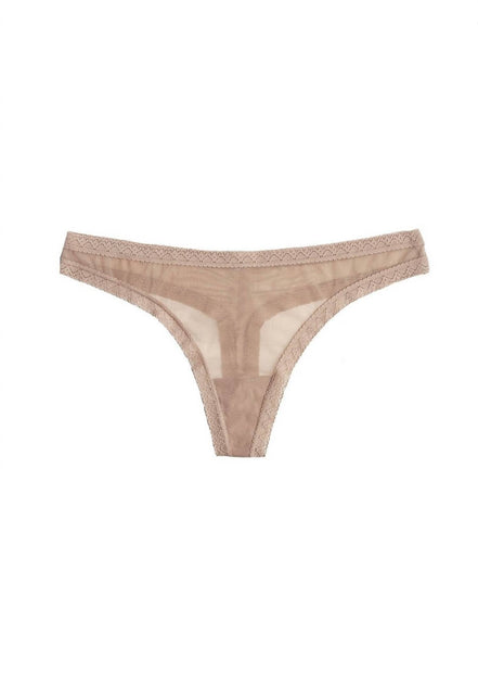Blush Lingerie Mesh Lace Trim Thong Beige XSmall 2
