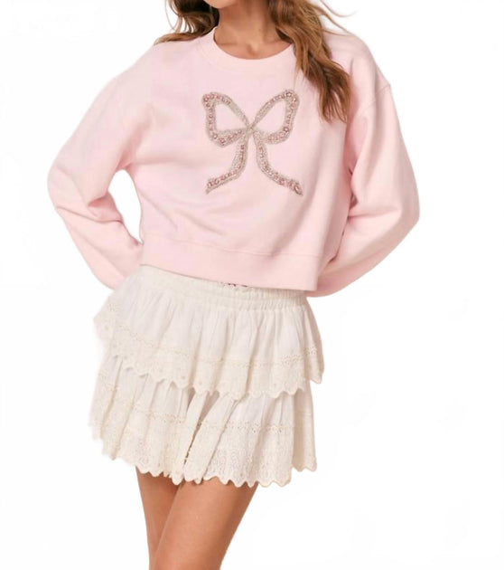 LoveShackFancy Rylan Fleece Pullover Pink Medium 2
