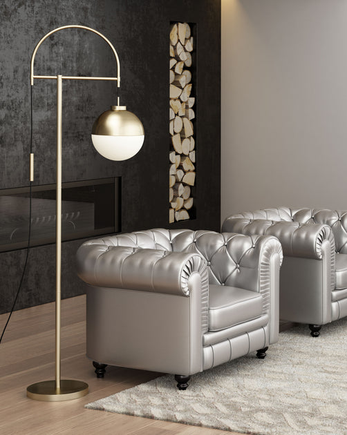 Hivvago Waterloo Arc Floor Lamp White & Bronze 3