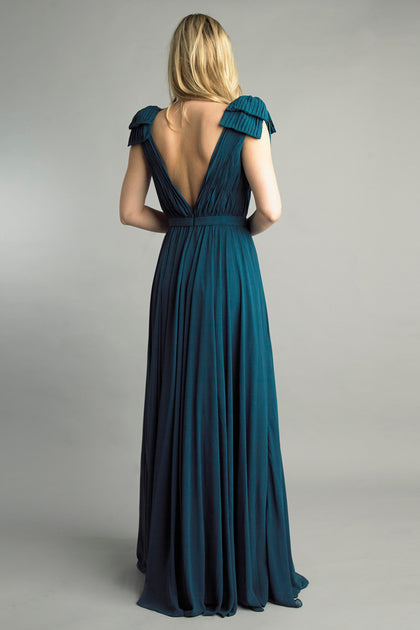 Basix Black Label Pleated Deep V Gown Pink US 8 3