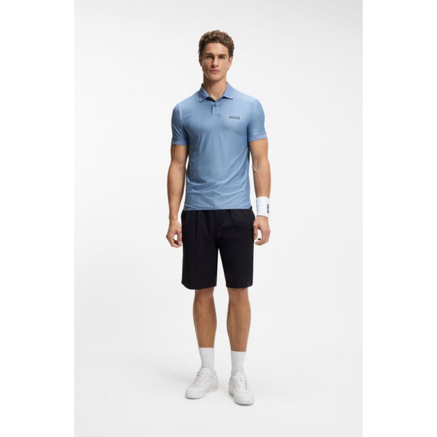 Boss Active Stripe Jersey Polo Shirt Blue Medium 3