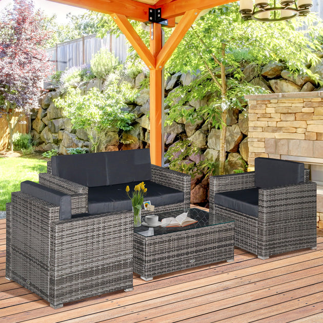 Hivvago 4-Piece Patio Sectional Furniture Set Mixed Gray 3