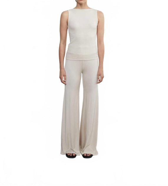 Enza Costa Seiden-Strickhose mit Diagonalschnitt Beige XLarge 2