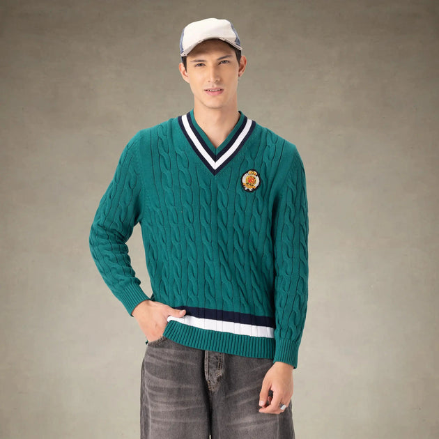 Members Only Cable Knit Cricket Sweater Blue Large 2