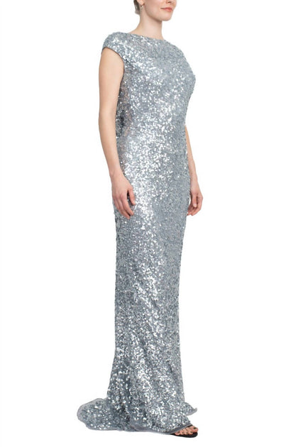 Primavera Sequined Maxi Dress Silver US 10 4