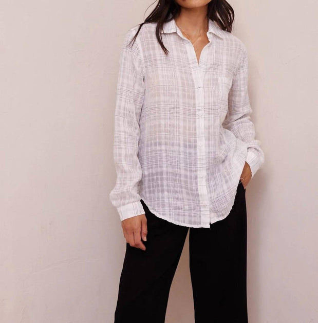 Bella Dahl Pocket Button Down Linen Shirt White XS 2