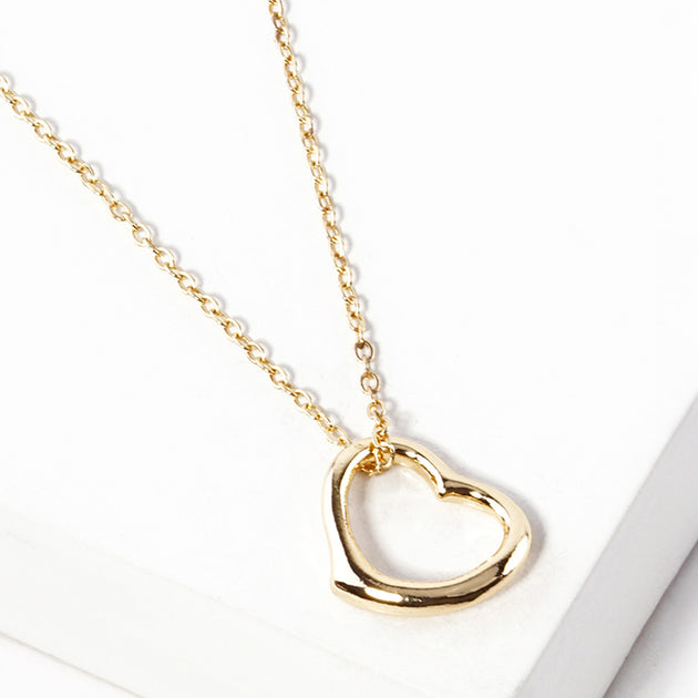 FASHNZFAB Open Heart Pendant Necklace Silver 5