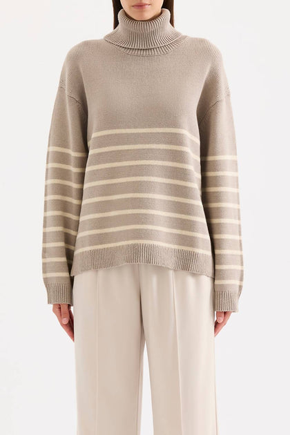 Nude Lucy Venus Turtleneck Knit Sweater Beige Medium 2