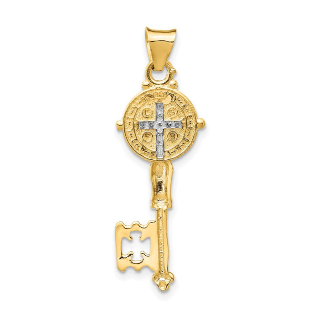 Diamond2Deal St. Benedict Cross Key Pendant Yellow Gold 4