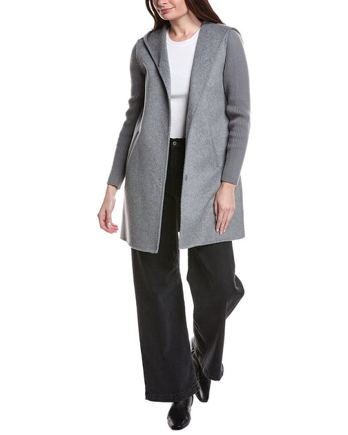 Kenneth Cole Hooded Double Face Wool-Blend Coat Grey Small 2