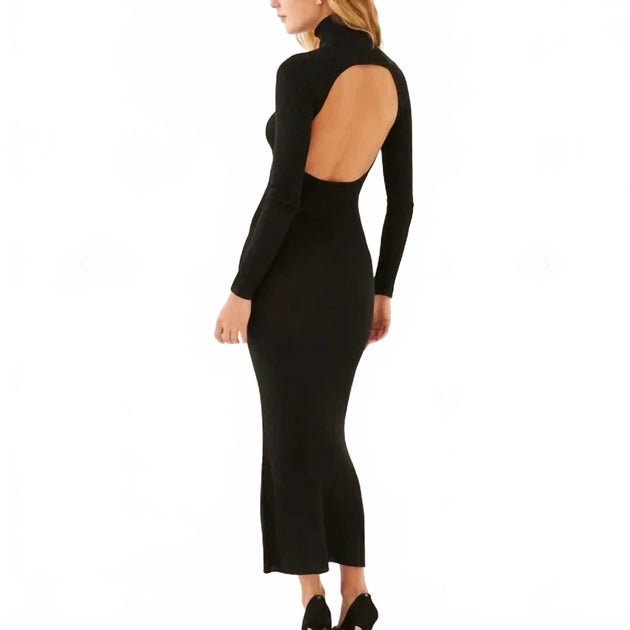 SOMETHING NAVY Turtleneck Open Back Sweater Dress Black Large 3