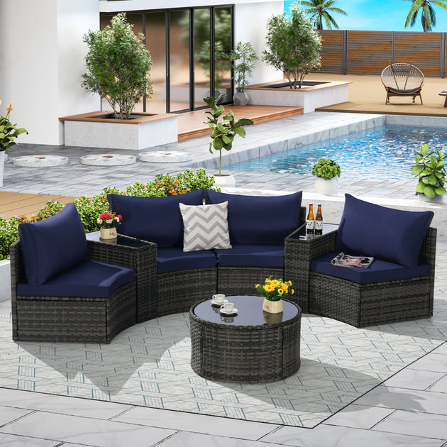 Streamdale 7-Pc Half-Moon Patio Set Gray 4